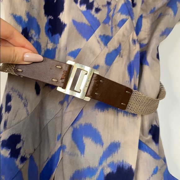 Boss Hugo Boss belted wrap dress blue/grey Sz 0 - Picture 7 of 8